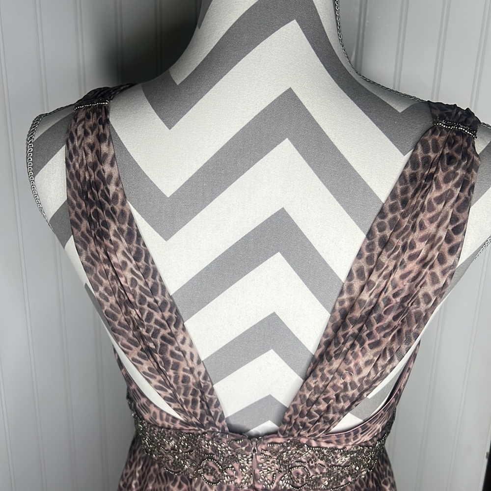 Donna Ricco Silk Beaded Maxi Halter Dress Size 6 - Picture 9 of 16